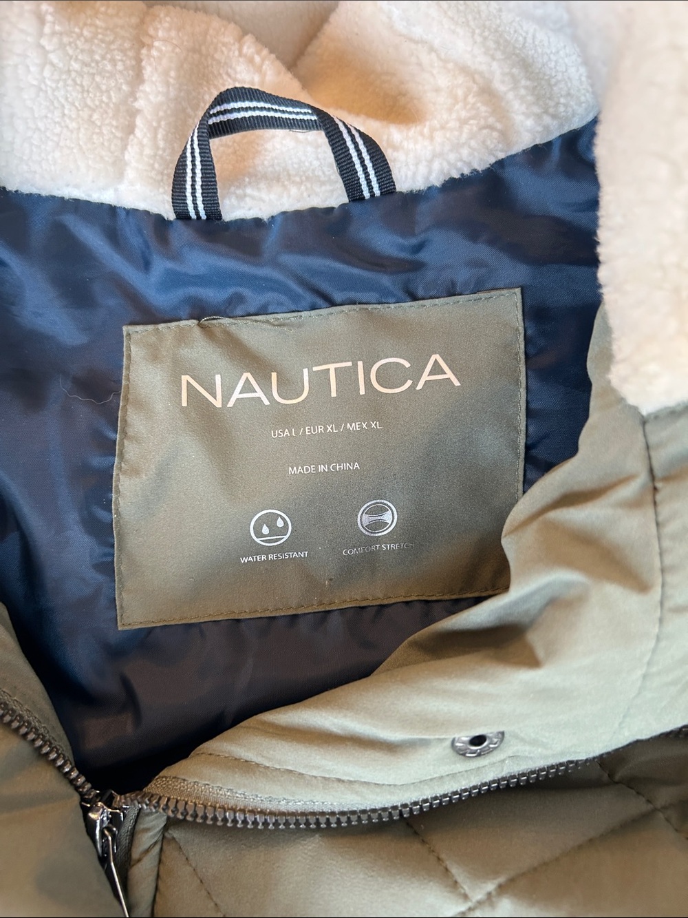 Nautica Quilted Hooded Coat in Olive - Picture 4 of 10